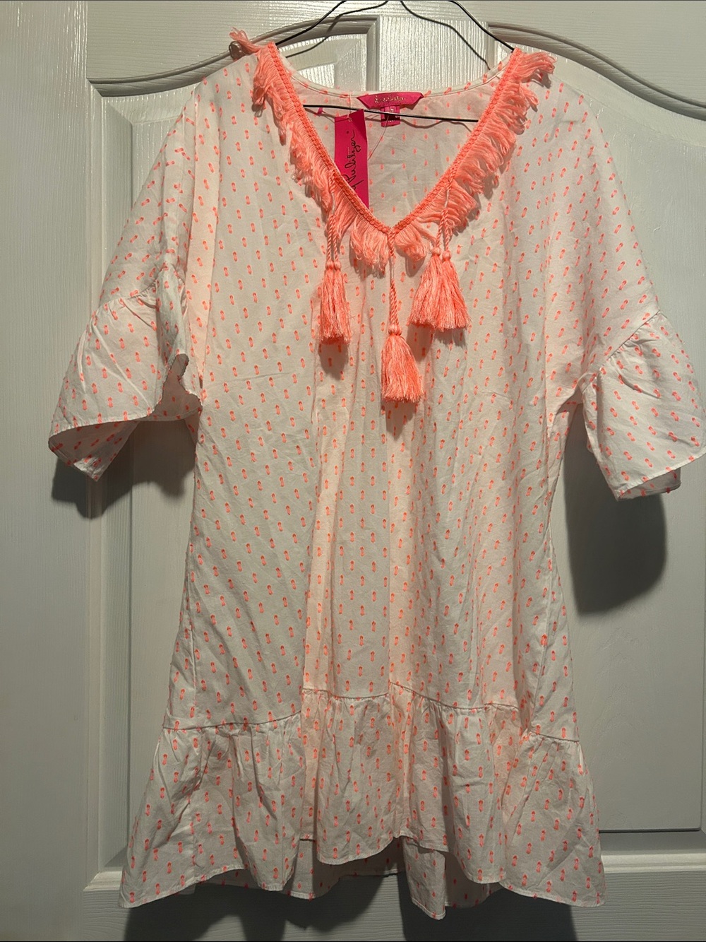 Lilly Pulitzer Women’s Pink Tassel V-Neck Swim Cover-Up